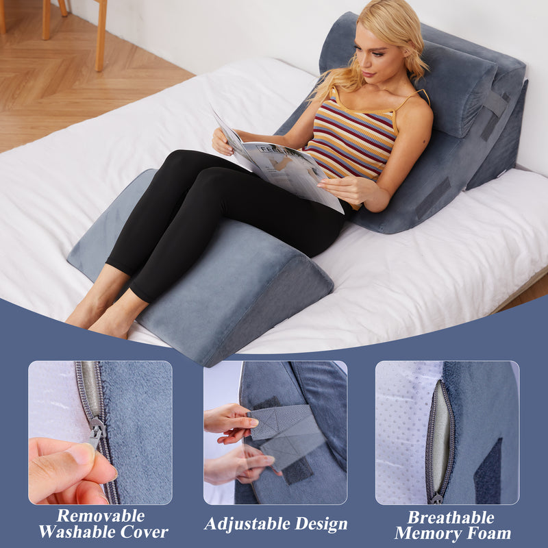 Bigroof 4pcs Orthopedic Bed Wedge Pillow Set