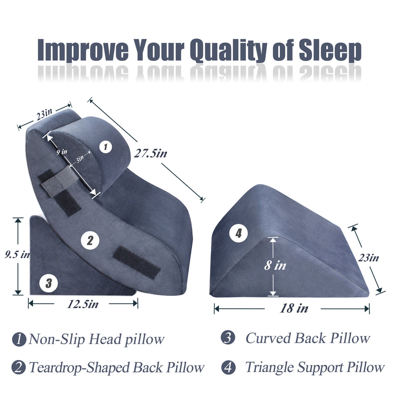 Bigroof 4pcs Orthopedic Bed Wedge Pillow Set