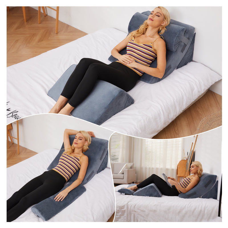 Bigroof 4pcs Orthopedic Bed Wedge Pillow Set