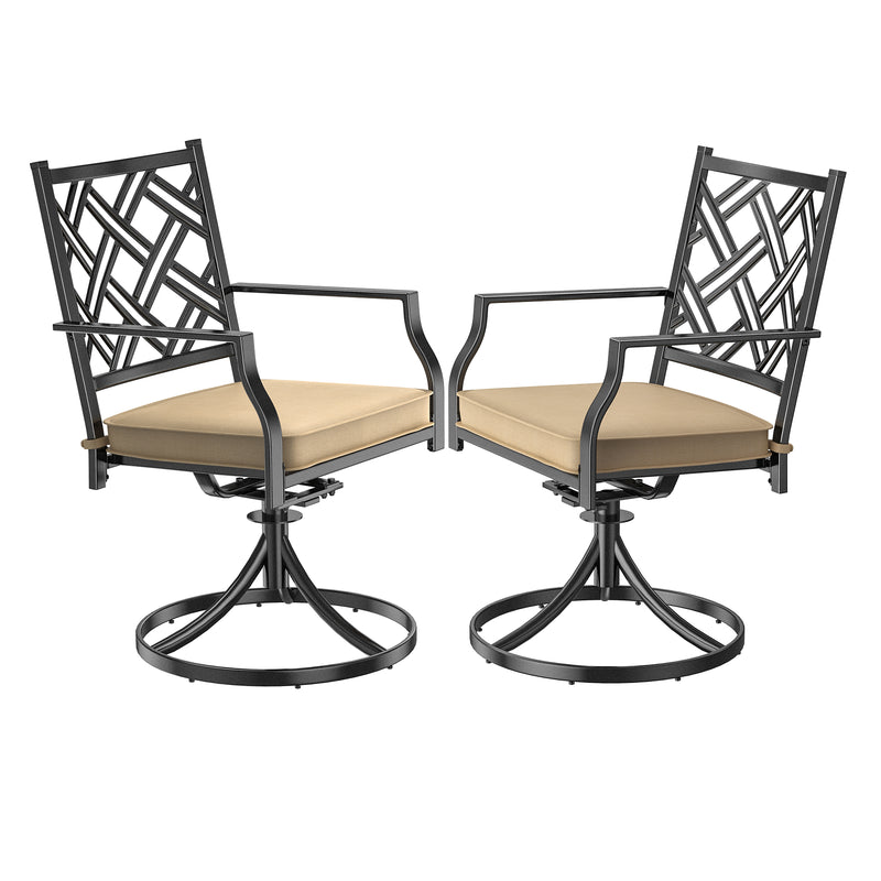 Bigroof Swivel Patio Chairs Outdoor Metal Steel-Framed Rocking Dining Chairs with Seat Cushion
