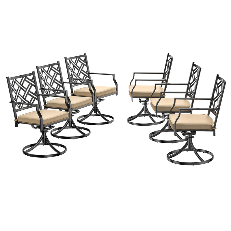 Bigroof Swivel Patio Chairs Outdoor Metal Steel-Framed Rocking Dining Chairs with Seat Cushion