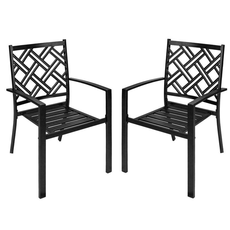 Bigroof Outdoor Patio Dining Chairs, Metal Stackable Bistro Deck Chairs Support 300LB All-Weather Patio Furniture for Backyard, Deck, Patio, Lawn & Garden