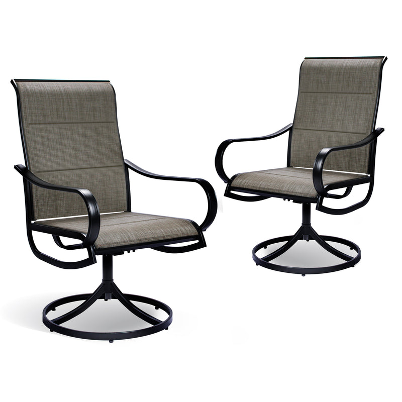Bigroof Textilene Padded Outdoor Patio Dining Swivel Chairs Set of 2 - bigroofus