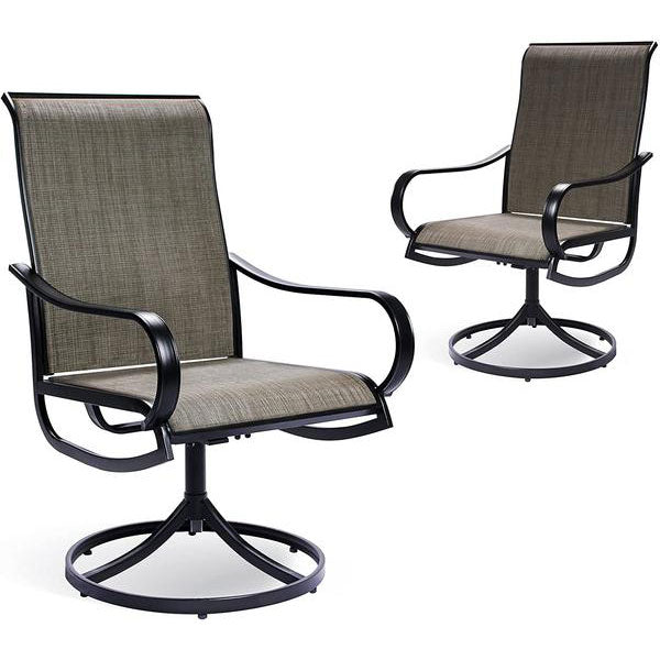 Bigroof Patio Swivel Chairs Metal Mesh Dining Chairs Set with Textilene Fabric, Outdoor Garden Backyard Lawn Furniture Rocker Chair, Black - bigroofus