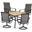 Bigroof Patio Swivel Chairs Metal Mesh Dining Chairs Set with Textilene Fabric, Outdoor Garden Backyard Lawn Furniture Rocker Chair, Black - bigroofus