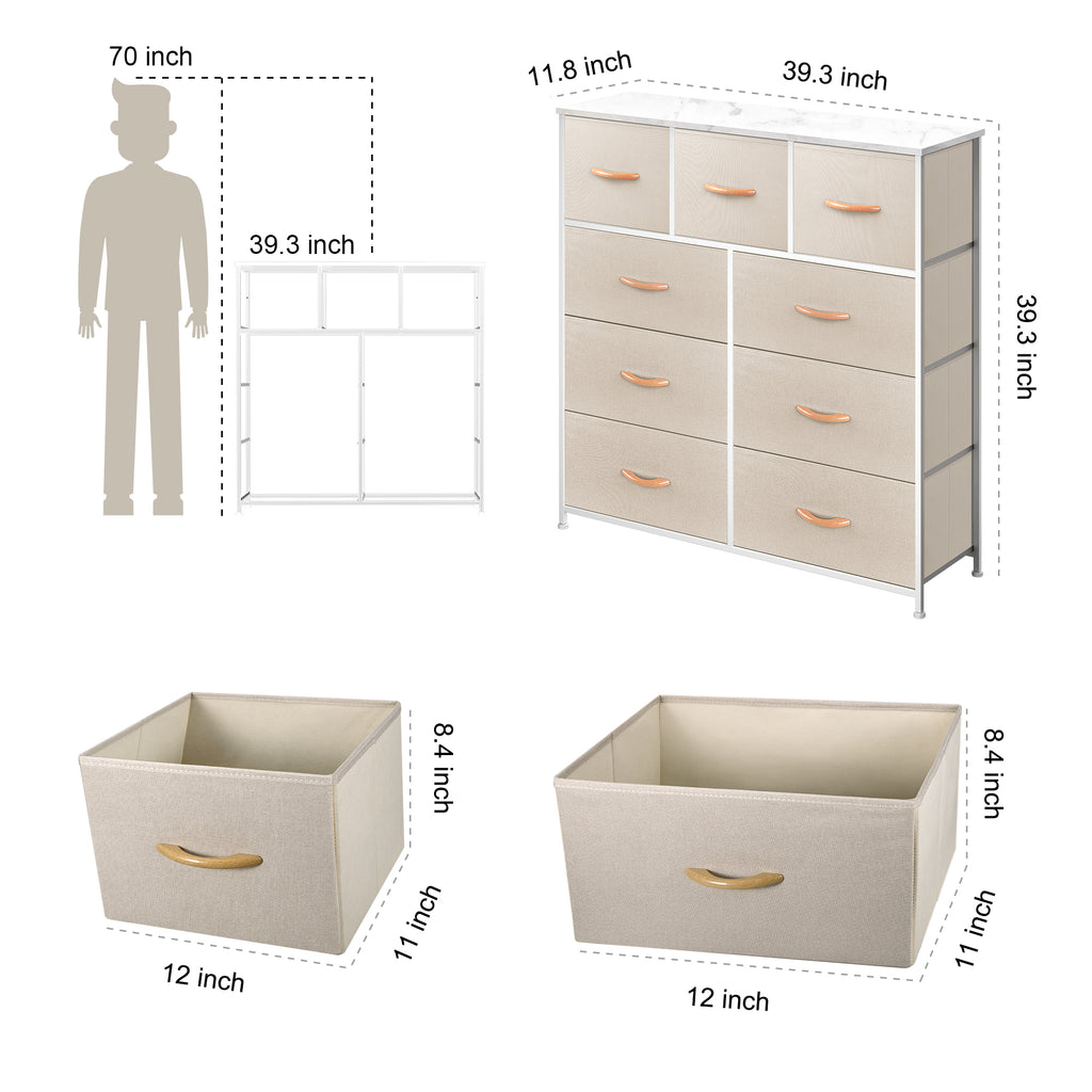 Cream Drawers Drawer Storage Chest (Cream9 Drawers)