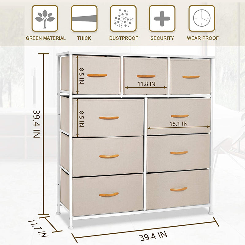 Wooden Handle Drawer Storage Chest (9 Drawers) - bigroofus