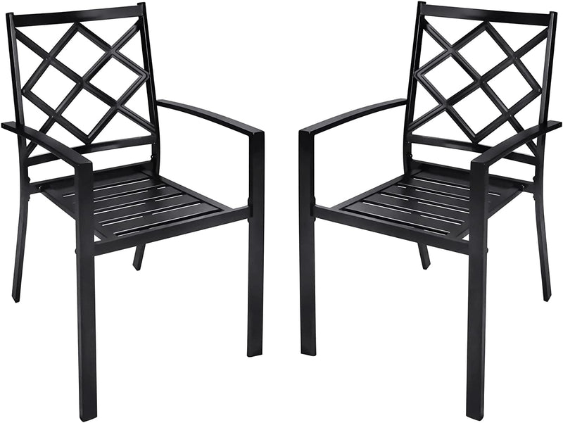 Bigroof Outdoor Patio Dining Chairs Set of 2, Metal Stackable Bistro Deck Chairs Support 300LB All-Weather Patio Furniture for Backyard, Deck, Patio, Lawn & Garden