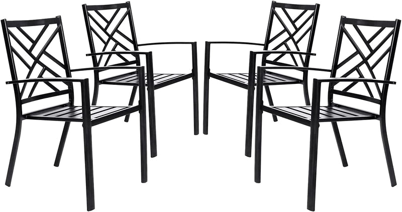 Bigroof Outdoor Patio Dining Chairs, Metal Stackable Bistro Deck Chairs All-Weather Patio Furniture for Backyard, Deck, Patio, Lawn & Garden