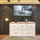Wooden Handle Dresser Storage Chest (5 Drawers) - bigroofus