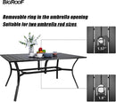 Bigroof 7 Piece Metal Outdoor Patio Dining Sets for 6, Swivel Textilene Fabric Chairs and 63" Classic Rectangle Table with Umbrella Hole