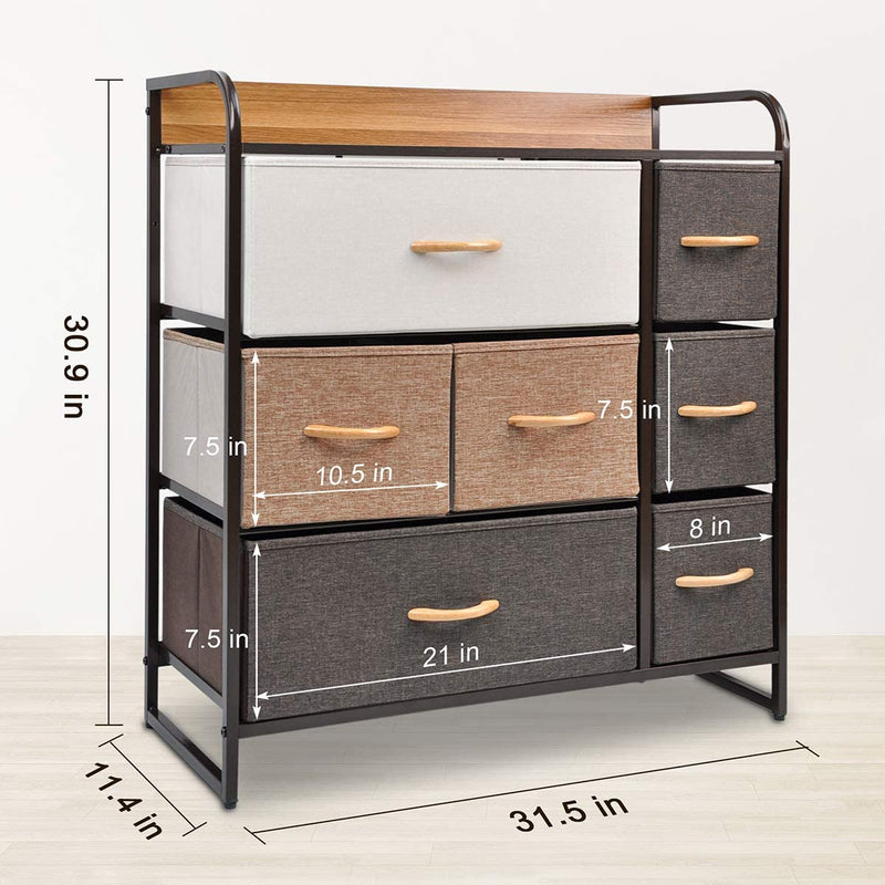 Wooden Handle Drawer Storage Chest (7 Drawers) - bigroofus