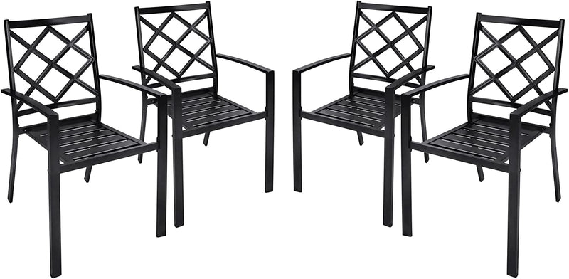 Bigroof Outdoor Patio Dining Chairs Set of 2, Metal Stackable Bistro Deck Chairs Support 300LB All-Weather Patio Furniture for Backyard, Deck, Patio, Lawn & Garden