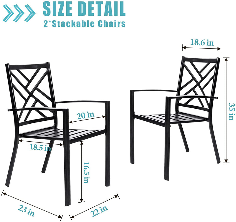 Bigroof Outdoor Patio Dining Chairs, Metal Stackable Bistro Deck Chairs All-Weather Patio Furniture for Backyard, Deck, Patio, Lawn & Garden