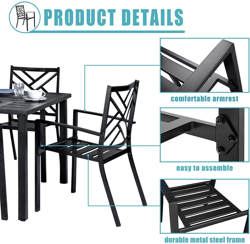 Bigroof Outdoor Patio Dining Chairs, Metal Stackable Bistro Deck Chairs All-Weather Patio Furniture for Backyard, Deck, Patio, Lawn & Garden