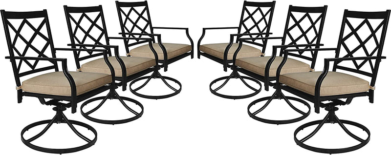 Bigroof Swivel Patio Chairs Set of 2 Outdoor Metal Steel-Framed Rocking Dining Chairs with Seat Cushion Backyard Furniture Sets for Patio, Lawn & Garden