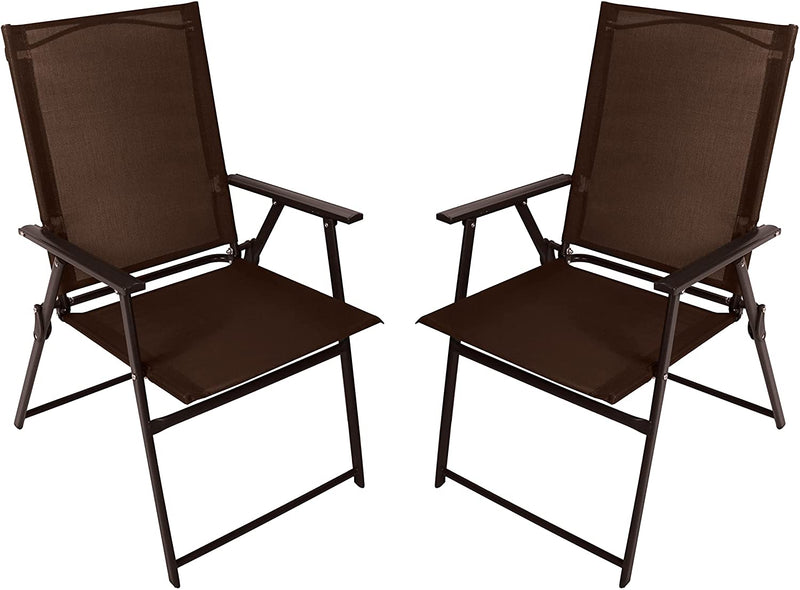 Bigroof Patio Dining Chairs Set of 2, Outdoor Portable Folding Chairs, 2-Pack Patio Chairs, Lawn Chair with Armrest and Metal Frame, Suitable for Camping Pool Beach Deck