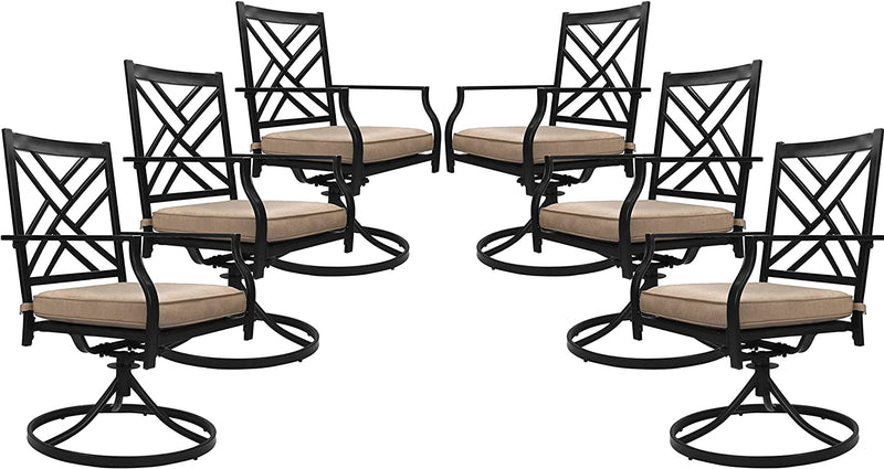 Bigroof Swivel Patio Chairs Outdoor Metal Steel-Framed Rocking Dining Chairs with Seat Cushion Backyard Furniture Sets for Patio, Lawn & Garden