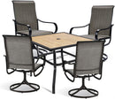 Bigroof Patio Furniture Sets 5 Piece Outdoor Dining Set Table and Chairs with 1 x 37"x37" Square UmbrellaTable and 4 x Textilene Swivel Patio Chair for Outdoor, Kitchen, Backyard, Patio, Lawn & Garden - bigroofus