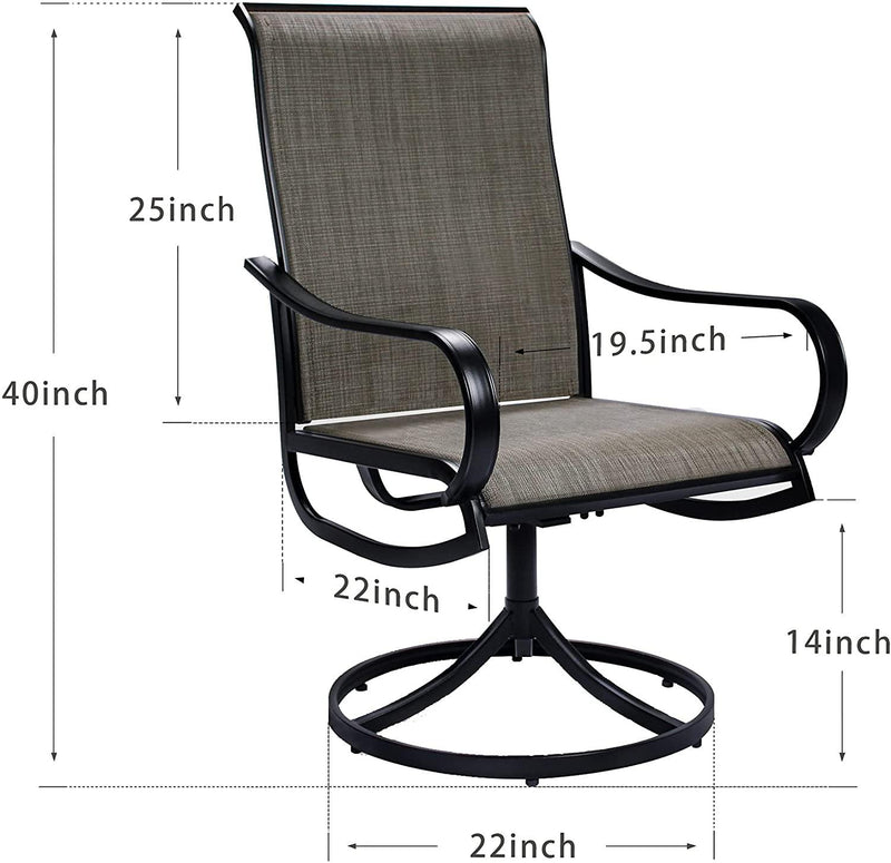 Bigroof Patio Swivel Chairs Metal Mesh Dining Chairs Set of 2 with Textilene Fabric, Outdoor Garden Backyard Lawn Furniture Rocker Chair, Black - bigroofus