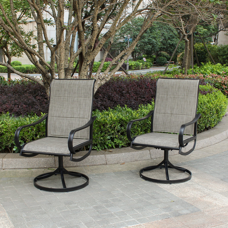 Bigroof Textilene Padded Outdoor Patio Dining Swivel Chairs Set of 2 - bigroofus