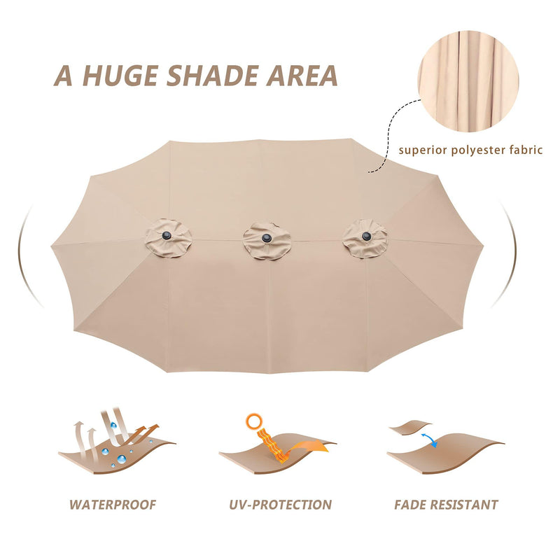 Bigroof 15ft Double-Sided Patio Umbrella Twin Extra Large Umbrella wit Bigroof 15ft Double-Sided Patio Umbrella Twin Extra Large Umbrella wit