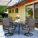 Bigroof Patio Furniture Table and Chairs 5 Pieces Set, 1 x 37" Metal Patio Dining Table with 1.57" Umbrella Hole and 4 x Textilene Swivel Patio Chairs for Outdoor, Kitchen, Backyard, Patio, Lawn & Garden - bigroofus